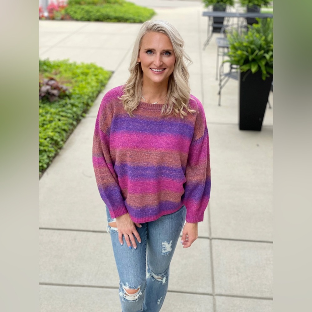 NWT Long Sleeve Sweater Ombré Pink, Purple, Orange | White Birch